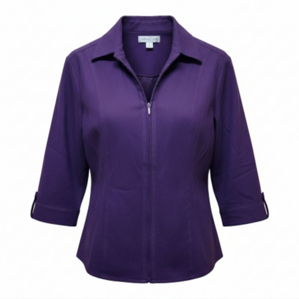 Coldwater Creek Women's Deep Purple Zip Front Velour Top/Jacket - NWOT